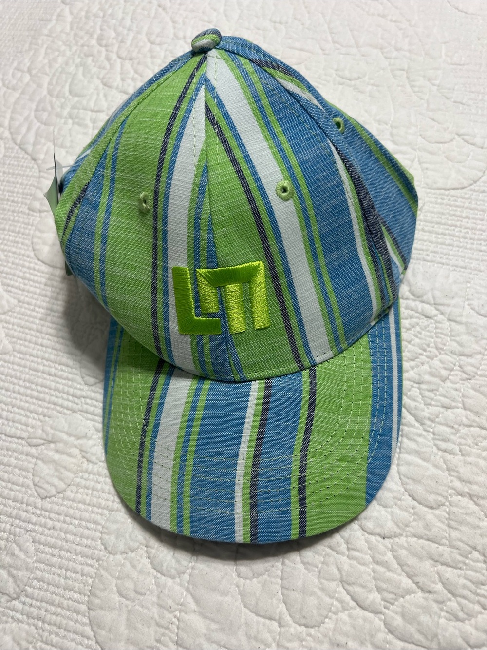 Loud Mouth Golf Colorful Lime Green Blue Baseball Cap Hat Nassau OSFA # 139 NWT